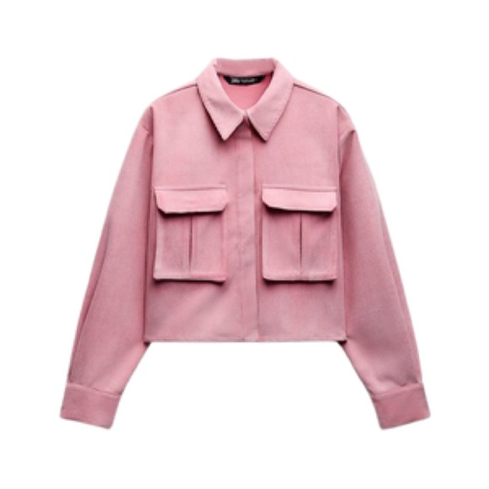 Zara FINE-WALED CORDUROY POCKET SHIRT - Pink | shacket